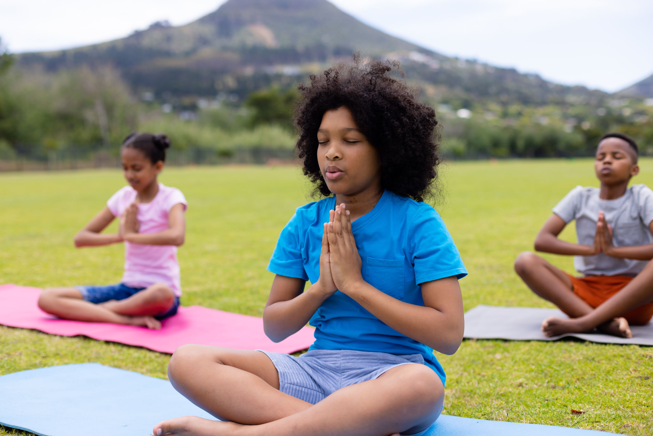 A calming, balanced image, perhaps someone practicing yoga or deep breathing in a peaceful setting, to represent self-regulation and inner peace.