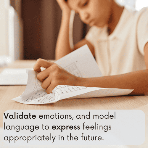 Validate emotions and give kids language to express feelings appropriately