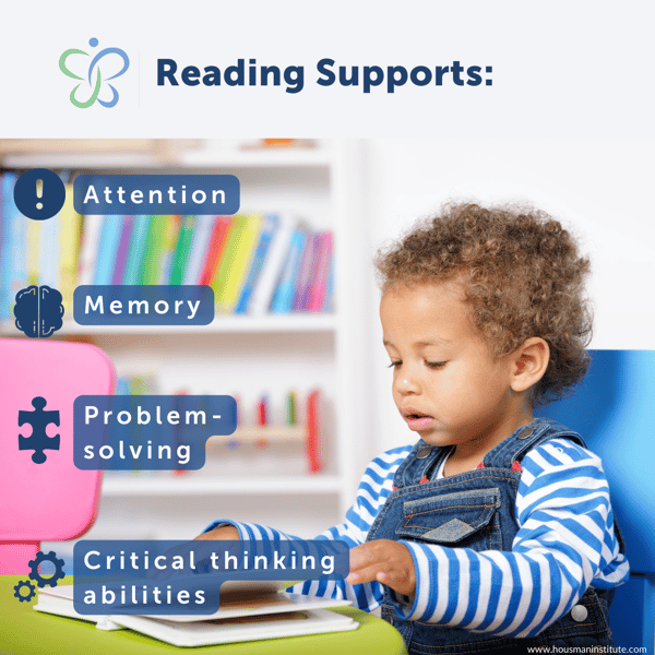 reading supports attention, memory, problem solving, critical thinking abilities
